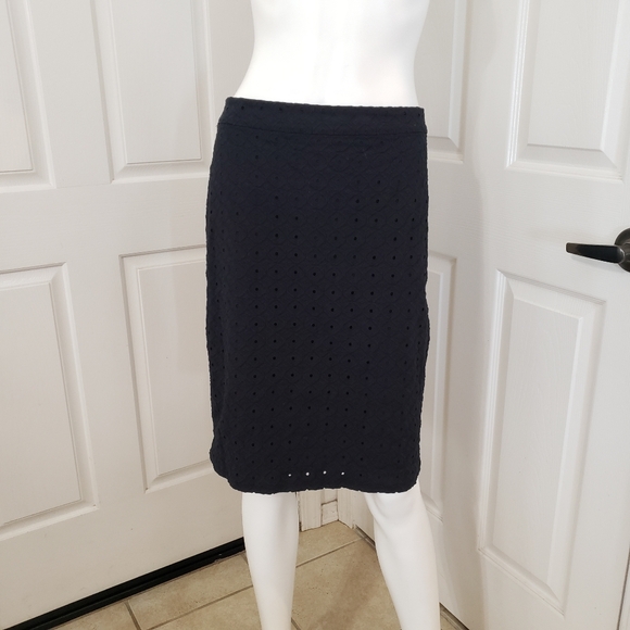 LOFT Black Eyelet Pencil Skirt - Picture 1 of 9